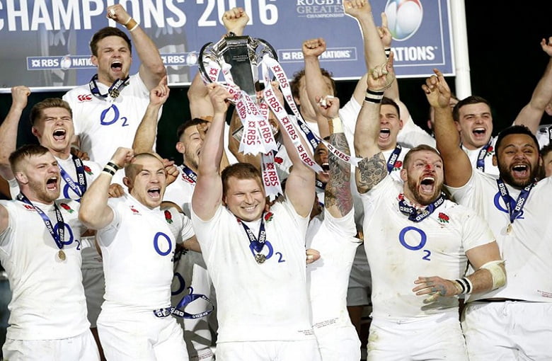 England player Grand Slam 2016 celebrating