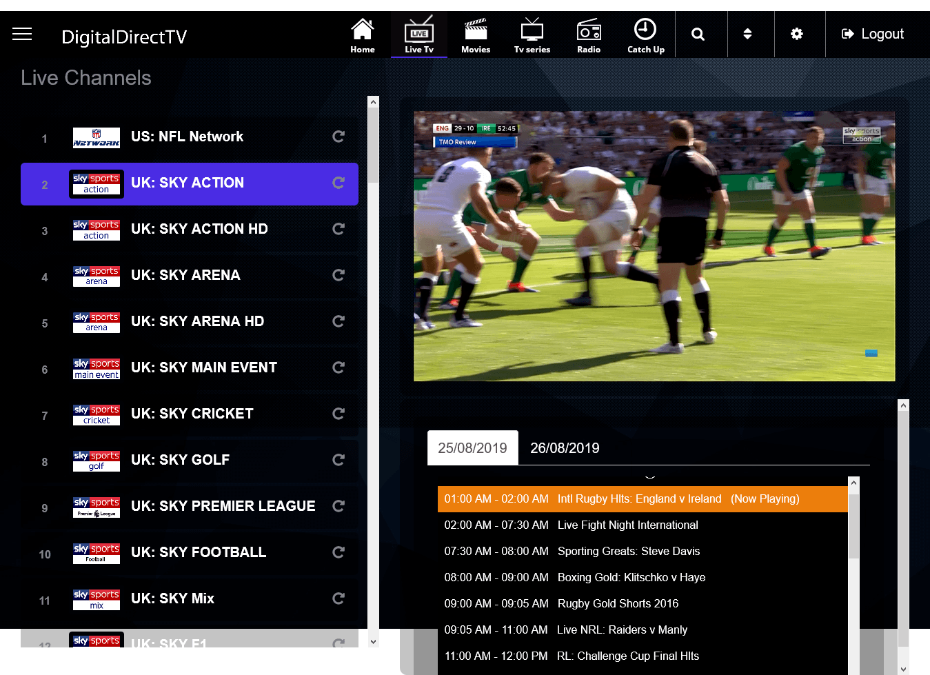 livestreamrugby premium streaming interface